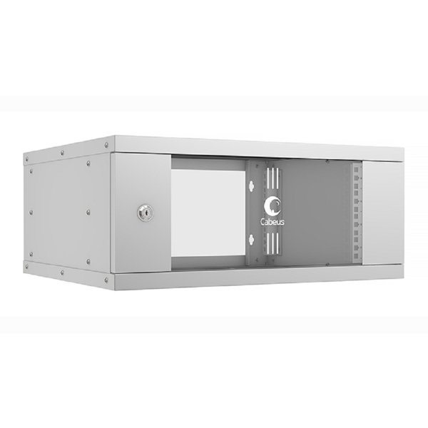 Cabeus WSC-05D-4U55/45 Шкаф телекоммуникационный настенный 19" 4U, серия LIGHT разборный, дверь стекло, цвет серый