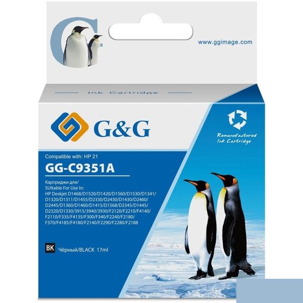 Картридж струйный G&G GG-C9351A черный (17мл) для HP DJ 3920/3940/D1360/D1460/D1470/D1560/D2330/D2360/D2430/D2460/F370/F375/F380/F2180/F2187/F2224/F2280/F2290/F4140/F4172/F4180/F4190