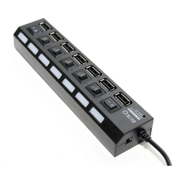 5bites HB27-203PBK Концентратор 7*USB2.0 / БП 5В-2А / 1M / BLACK