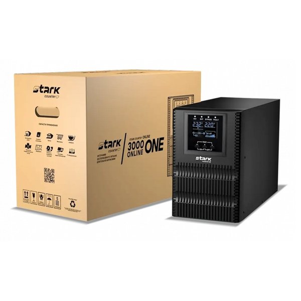 ИБП STARK SC 3000 ONLINE ONE 3000ВА/3000Вт {Online, на пол, 110-300В, 3хЕВРО, Smart-slot/USB/RS232/EPO, БЕЗ АКБ - внеш 8x 4,5-240Ач}{00-00017191}