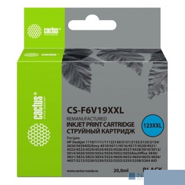Картридж струйный Cactus CS-F6V19XXL черный (1000стр.) (20мл) для HP DeskJet 1110/1111/1112/2130