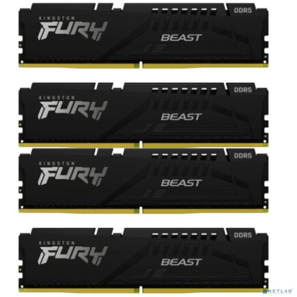 Память оперативная/ Kingston 128GB 5600MT/s DDR5 CL40 DIMM (Kit of 4) FURY Beast Black XMP