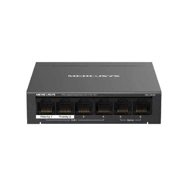 Mercusys MS106GP 6-портовый гигабитный настольный коммутатор (4 портов PoE+)