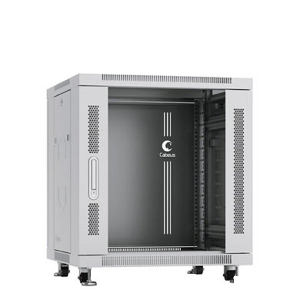 Cabeus SH-05C-12U60/60 Шкаф монтажный телекоммуникационный 19" напольный для распределительного и серверного оборудования 12U 600x600x730mm (ШхГхВ) передняя стеклянная и задняя сплошная металлическая
