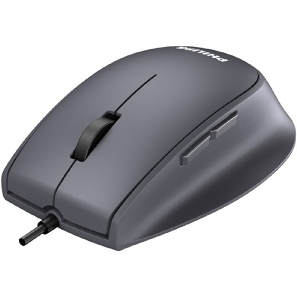 Philips  Проводная Мышь SPK7327, 5 кноп., USB 2.0, 1600dpi, бесшумная, Чёрный