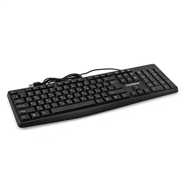 Exegate EX298364RUS Клавиатура ExeGate Smart K120 (USB, полноразмерная, влагозащищенная, 104кл., Enter большой, длина кабеля 1,6м, черная, RTL)