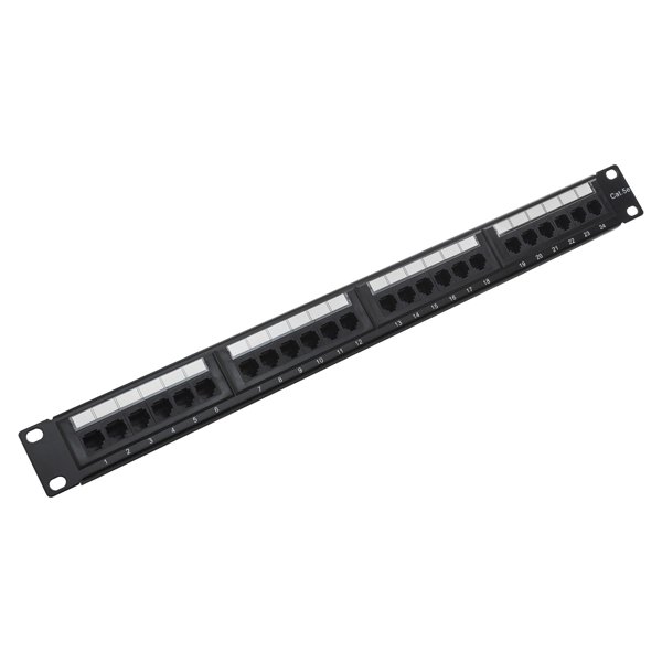 Патч-панель 19" NEOMAX [NM-PP-1U24P-UC5E-D-101-BK] 1U, 24 порта, кат.5E, UTP, Dual IDC, цвет черный