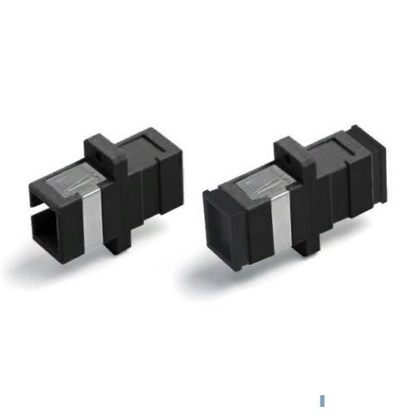 Hyperline FA-P01Z-SC/SC-N/BK-BK Оптический проходной адаптер SC-SC, MM, simplex, корпус пластиковый, черный, черные колпачки