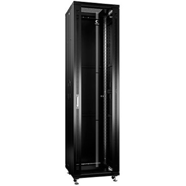 Cabeus SH-05C-47U60/60-BK Шкаф монтажный телекоммуникационный 19" напольный для распределительного и серверного оборудования 47U 600x600x2277mm (ШхГхВ) передняя стеклянная и задняя сплошная металличес