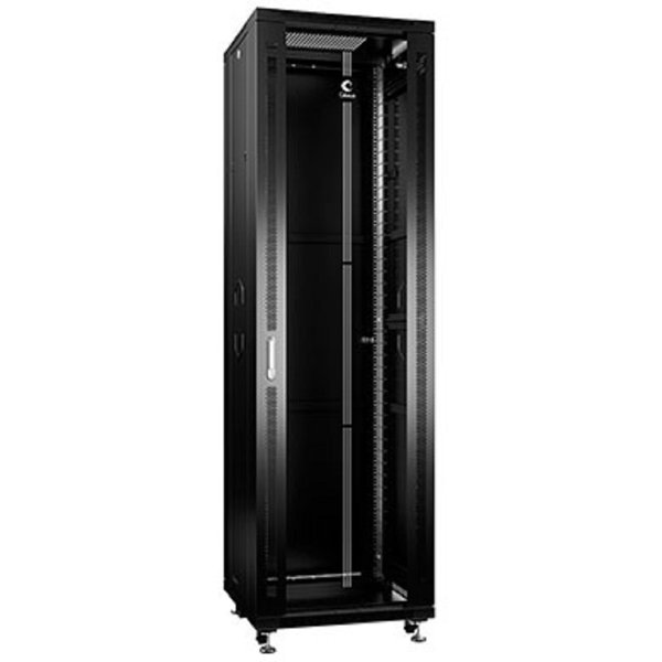 Cabeus SH-05C-42U60/60-BK Шкаф монтажный телекоммуникационный 19" напольный для распределительного и серверного оборудования 42U 600x600x2055mm (ШхГхВ) передняя стеклянная и задняя сплошная металличес