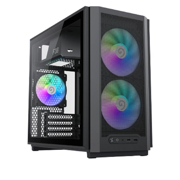 GameMax Корпус F36 BK без БП (Midi Tower, ATX, Черный, 1*USB Type-C, 3*120мм)