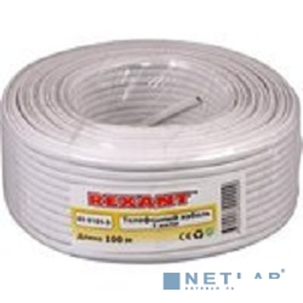 Rexant (01-5101-3) Кабель телефонный ШТЛП 4 жилы CCA, белый, 100м