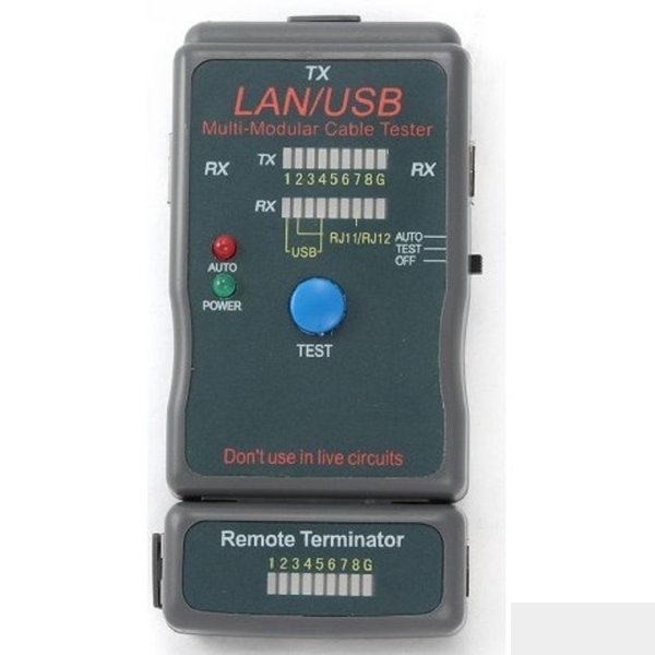 Gembird NCT-2 Тестер LAN Cablexpert , 100/1000 Base-TX,  для UTP, STP, RJ-11, USB-кабеля