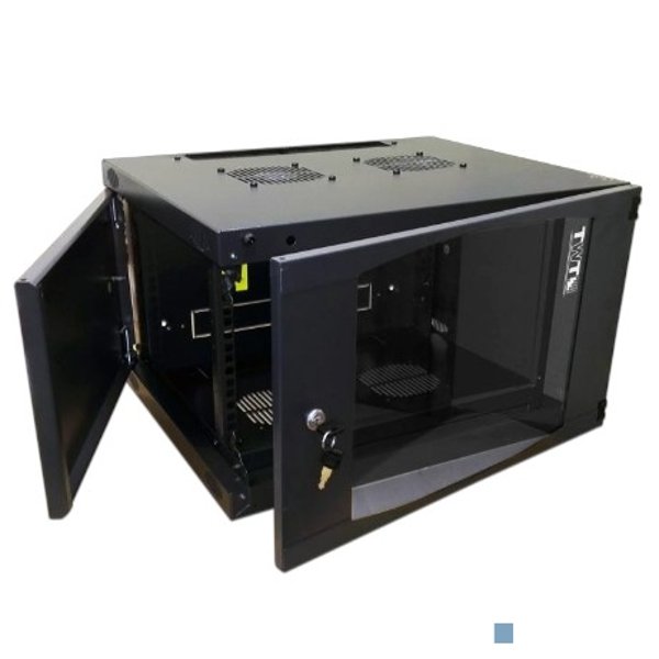 Шкаф настенный LANMASTER Next, 12U 550x450, стеклянная дверь, черный (TWT-CBWNG-12U-6x4-BK)