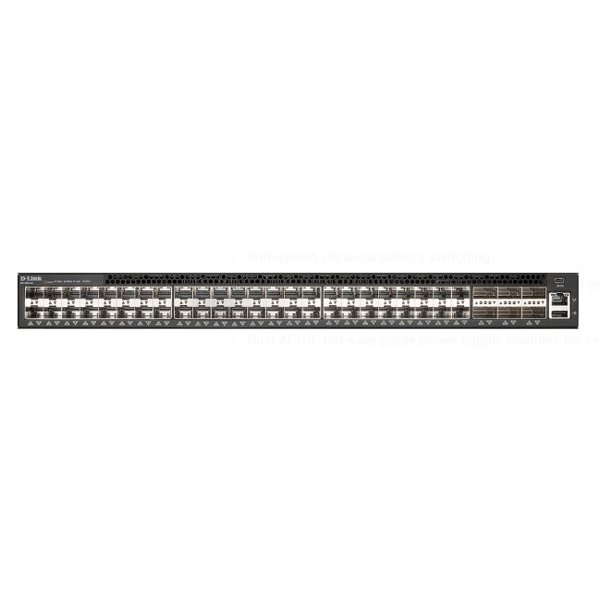 D-Link DXS-5000-54S/A1ASI Управляемый L3 коммутатор с 48 портами 10GBase-X SFP+, 6 портами 40GBase-X QSFP+, 2 источниками питания AC и 4 вентиляторами