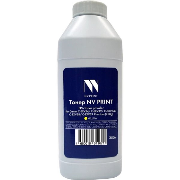 NV Print Тонер + девелопер для Canon C-EXV54, C-EXV49, C-EXV34, C-EXV28, C-EXV29 для IR C3025i, 3125, IR Adv C3320i, C3325i, C3330i, C2020, C2025, C2030, C2220, C2225, C2230, Premium (250г) Yellow