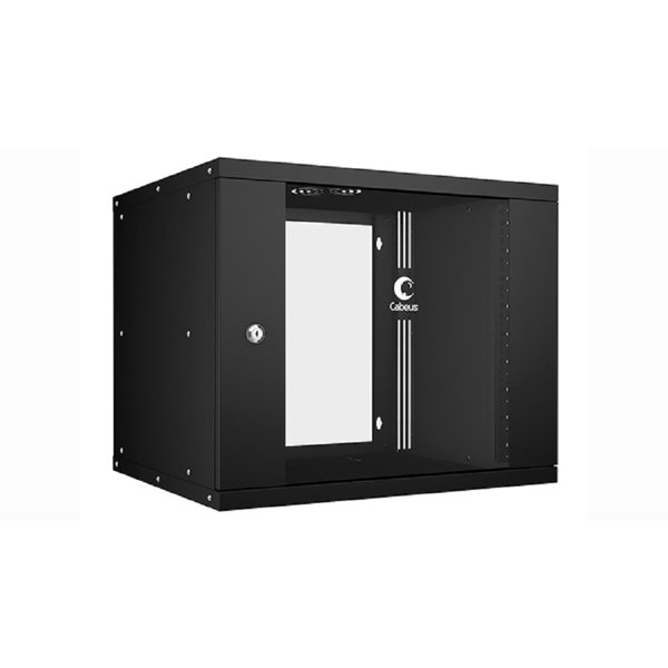 Cabeus WSC-05D-9U55/45-BK Шкаф телекоммуникационный настенный 19" 9U, серия LIGHT разборный, дверь стекло, цвет черный