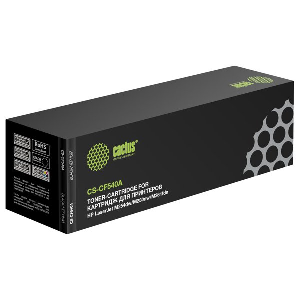 Тонер-картридж Cactus CS-CF540A черный (1400стр.) для HP LJ M254dw/M280nw/M281fdn