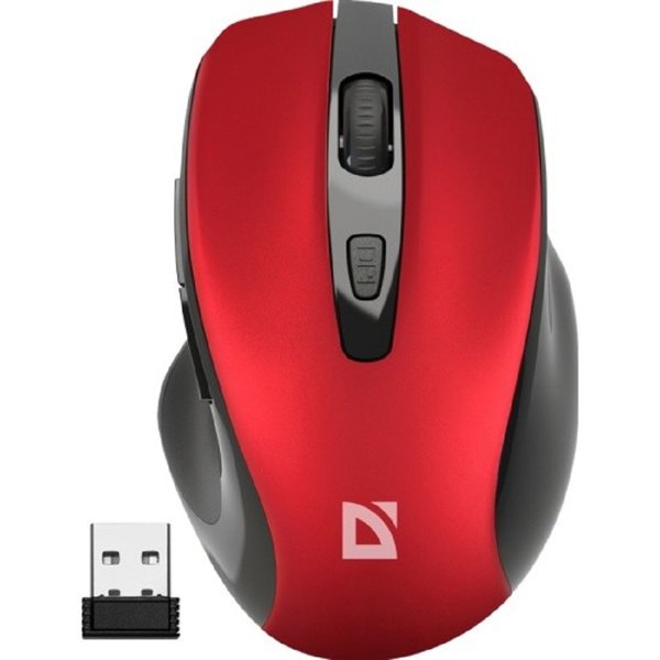 Defender Prime MB-053 { Беспроводная оптическая мышь,красный,6D,800-1600dpi,бесшумн } [52052]