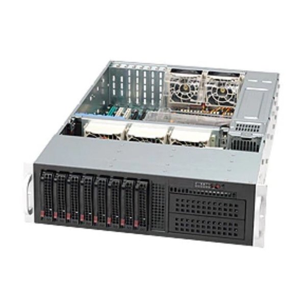 SuperMicro CSE-835TQC-R1K03B Корпус 3U 8-Port Backplane Supports 8 x 3.5" SAS3/SATA3 HDD/SSD with 2x mini SAS HD connectors,1000W Redundant High-efficiency Titanium Level Power Supplies,7x Full-h