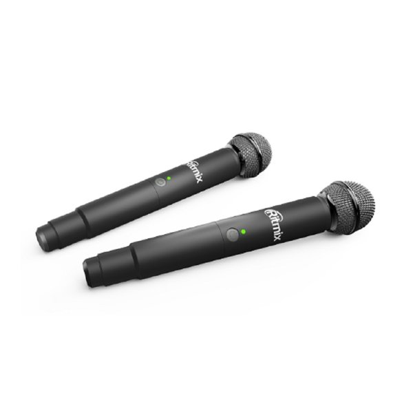 RITMIX RWM-422 black {Частот. хар-ка: 50 Гц-15 кГц, сопротивл: 600 Ом, чувств: -72 дБ, пит микр: 3,7 В, пит прием: 3,7 В, вр раб на 1 зар: до 10ч}