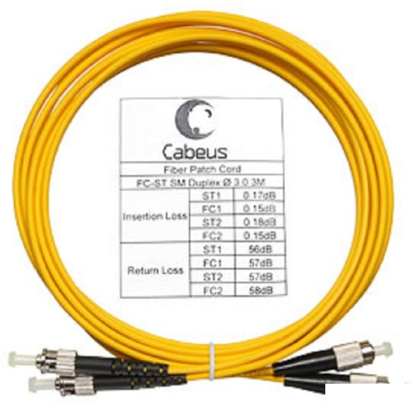 Cabeus FOP(d)-9-FC-ST-3m Шнур оптический duplex FC-ST 9/125 sm 3м LSZH