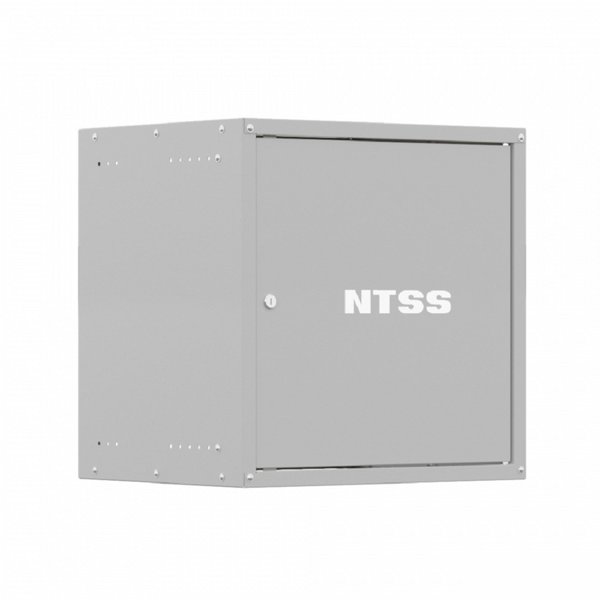 NTSS Шкаф настенный телекоммуникационный NTSS LIME 12U 550х600х635мм, 2 профиля 19, дверь сплошная металл, боковые стенки несъемные, разобранный, серый RAL 7035 NTSS-WL12U5560FD