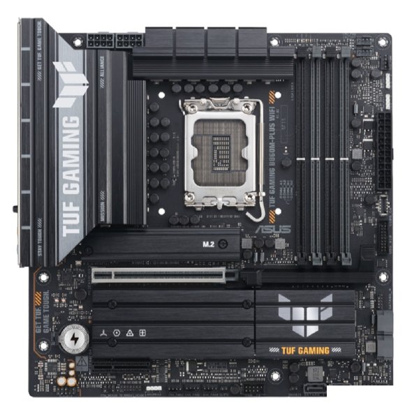 ASUS TUF GAMING B860M-PLUS WIFI (Socket 1851, ATX, 4xDDR5(256GB), DP/HDMI, 1xPCIe 5.0x16/1xPCIe 4.0x16/1xPCIe 4.0x1, 1xLAN(2.5GbE), Wi-Fi7, BT, 4xSATA 6Gb/s, 3xM.2, 1xType-C, 5xUSB 3.2, 2xUSB 2.0)