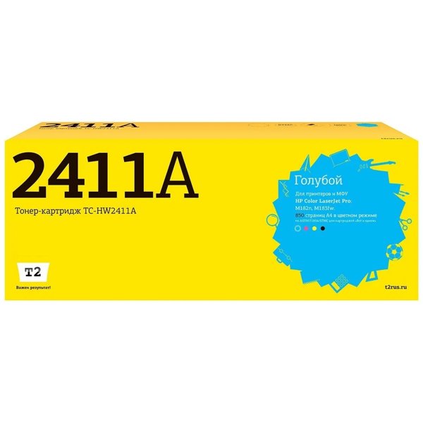 T2  W2411A картридж TC-HW2411A  для HP Color LaserJet Pro M182n/M183fw (850 стр.) Голубой, с чипом