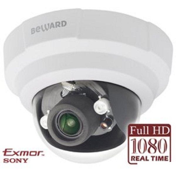 BEWARD B8182710DR 2 Мп, 1/2.9'' КМОП SONY Exmor, 0.01 лк (день)/0.005 лк (ночь), DWDR, Н.264/MJPEG, 1920x1080, 25 к/с, вариообъектив