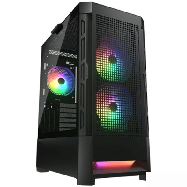 Cougar Airface RGB Black, 2х140мм + 1x120mm ARGB Fan, ARGB Fan Hub, без БП, черный, ATX