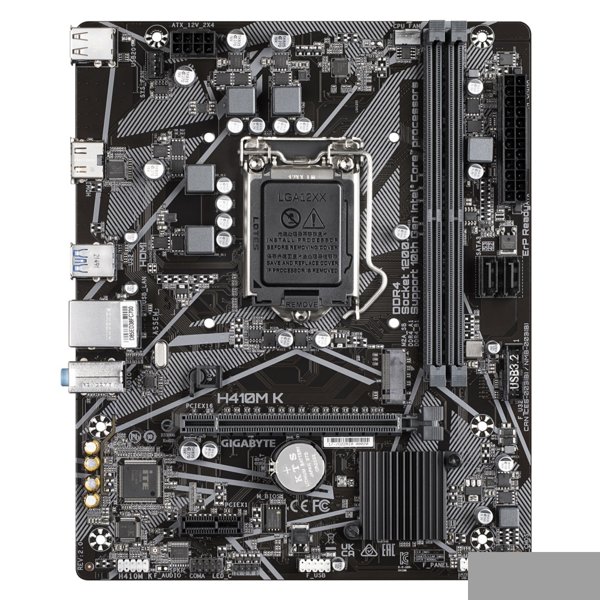 Gigabyte H410M K 2.0 (LGA1200, Q470E, 2*DDR4 (2933), 2*SATA RAID, M.2, 2*PCIe, HDMI, 2*USB 3.2, 4*USB 2.0) RTL