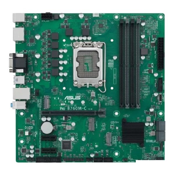 ASUS PRO B760M-C-CSM (Socket 1700, mATX, 4xDDR5(128GB), VGA/2*DP/HDMI, 1 x PCIe 4.0 x16, 4 x SATA 6Gb/s , 2xM.2, 2xUSB 3.2, 2xUSB 2.0)
