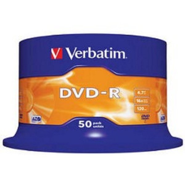 Verbatim Диски DVD-R 4.7Gb 16-х, 50шт, Cake Box (43548)