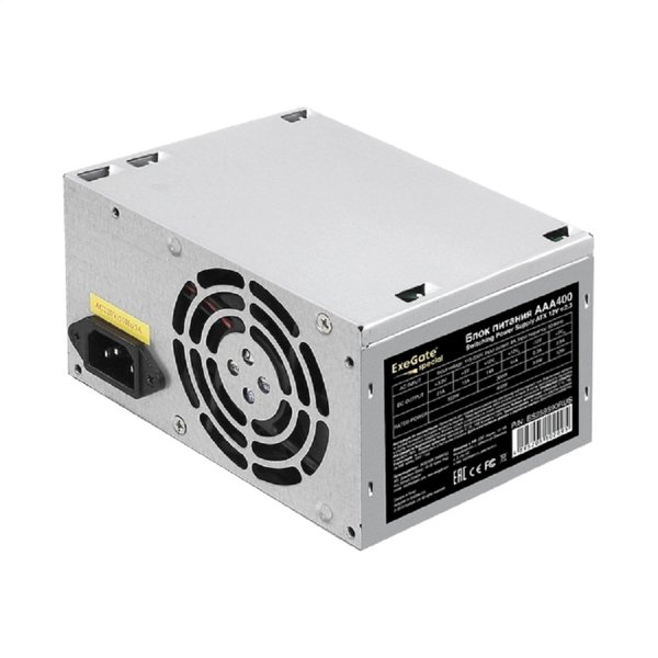 Exegate ES259590RUS/EX259590/264680 Блок питания 400W Exegate AAA400, ATX, 8cm fan, 24p+4p, 2*SATA, 1*IDE