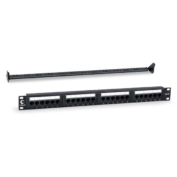Cabeus PL-24-Cat.6-Dual IDC Патч-панель 19" (1U), 24 порта RJ-45, категория 6, Dual IDC, с задним кабельным организатором