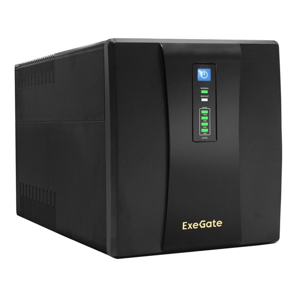 Exegate (EP212521RUS/EP223437RUS) SpecialPro UNB-1500.LED.AVR.4SH.USB (1500VA/950W, LED, AVR, 4*Schuko, USB, батарея 12V 9Ah - 2 шт., Black)
