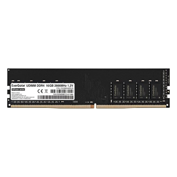 Exegate EX288046RUS Модуль памяти ExeGate HiPower DIMM DDR4 16GB <PC4-21300> 2666MHz