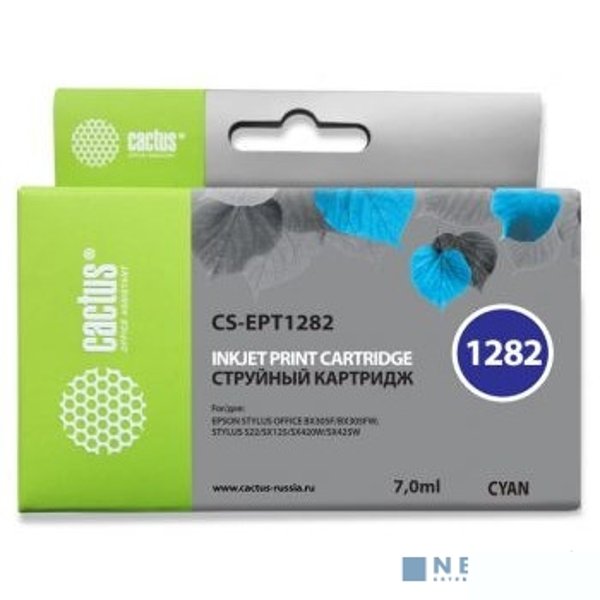 Cactus T1282 Картридж для EPSON Stylus S22/SX125/SX130/SX420W/Office BX305F голубой (7мл)