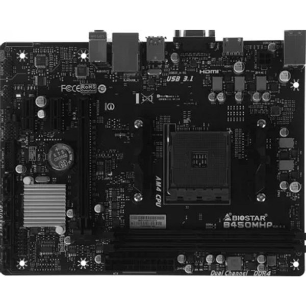 Biostar B450MHP RTL {Socket AM4, AMD B450, 2xDDR4-2933, D-SUB+HDMI, 1xPCI-Ex16, 2xPCI-Ex1, 4xSATA3(RAID 0/1/10), 8 Ch Audio, GLan, (4+4)xUSB2.0, (2+2)xUSB3.2, 1xPS/2, mATX}