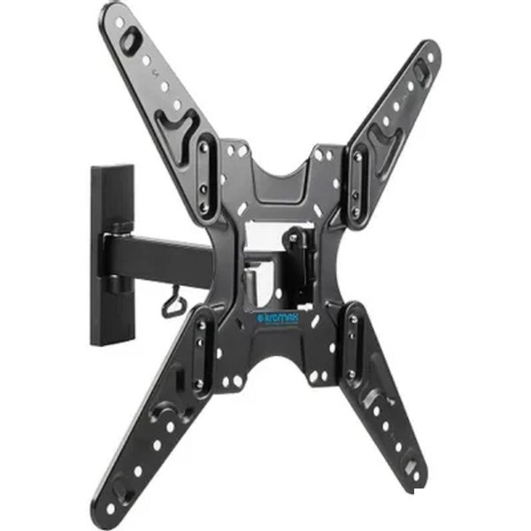 Kromax OPTIMA-413 black {20"-55", max 30 кг, настенный, 4 ст свободы, наклон +2° -15°, поворот ±90°, от стены 74-234 мм, max VESA 400x400 мм}