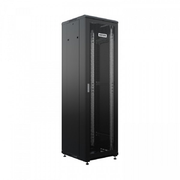 NTSS Шкаф напольный универсальный серверный NTSS R 42U 600х600мм, 4 профиля 19, двери перфорированная и перфорированная, боковые стенки съемные, регулируемые опоры, разобранный, черный RAL 9005 NTSS-R