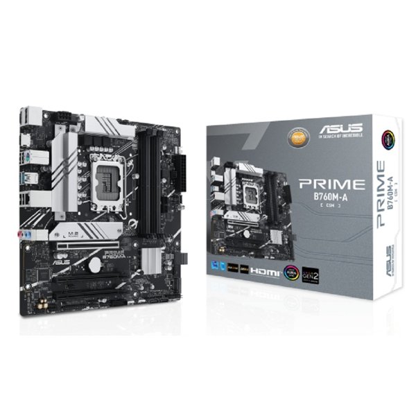 ASUS PRIME B760M-A-CSM (Socket 1700, mATX, 4xDDR5(128GB), DP/2xHDMI, 3xPCIe 4.0x16, 4xSATA 6Gb/s,  2*M2,  2,5xLAN,  2xUSB 3.1, 4xUSB 2.0, 1xPS/2)