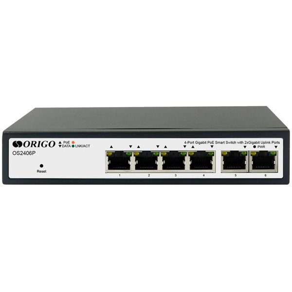 ORIGO OS2406P/60W/A1A Настраиваемый L2 PoE-коммутатор 4x1000Base-T PoE+, 2x1000Base-T, PoE-бюджет 60 Вт