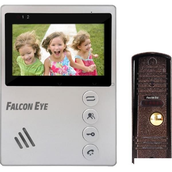 Falcon Eye KIT- Vista Комплект. Видеодомофон: дисплей 4" TFT;  механические кнопки; подключение до 2-х вызывных панелей; OSD меню; питание AC 220В (встроенный БП)