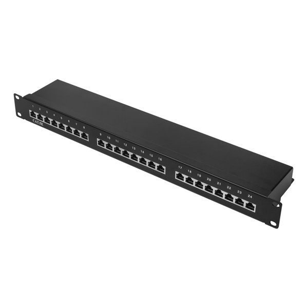 Патч-панель 19" NEOMAX [NM-PP-1U24P-SC5E-D-102-BK] 1U, 24 порта, кат.5E, STP, Dual IDC, цвет черный
