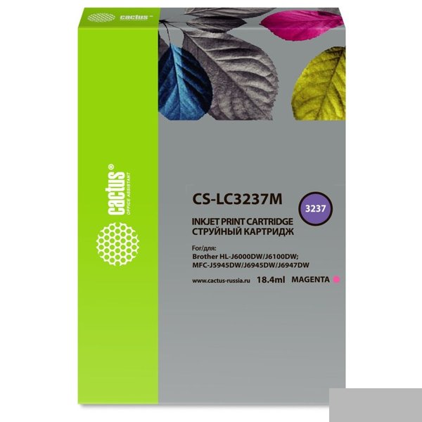 Картридж струйный Cactus CS-LC3237M пурпурный (18.4мл) для Brother HL-J6000DW/J6100DW