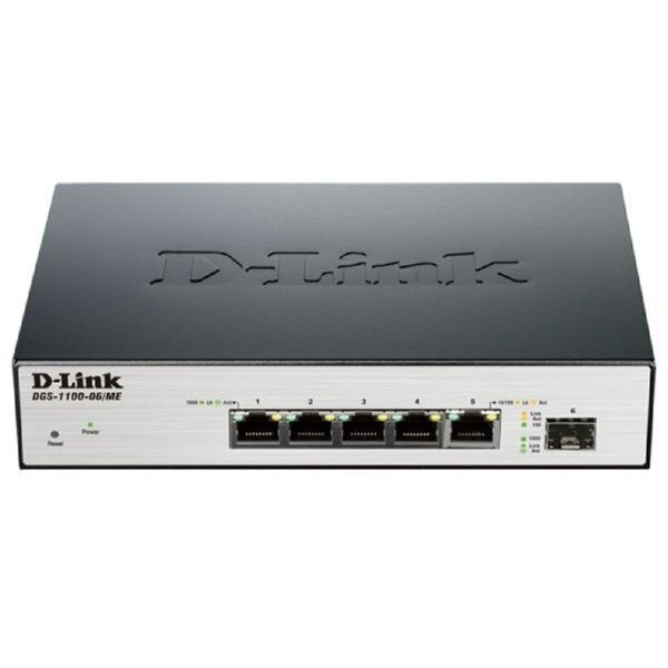 D-Link DGS-1100-06/ME/A1B Управляемый L2 коммутатор с 5 портами 10/100/1000Base-T и 1 портом 100/1000Base-X SFP