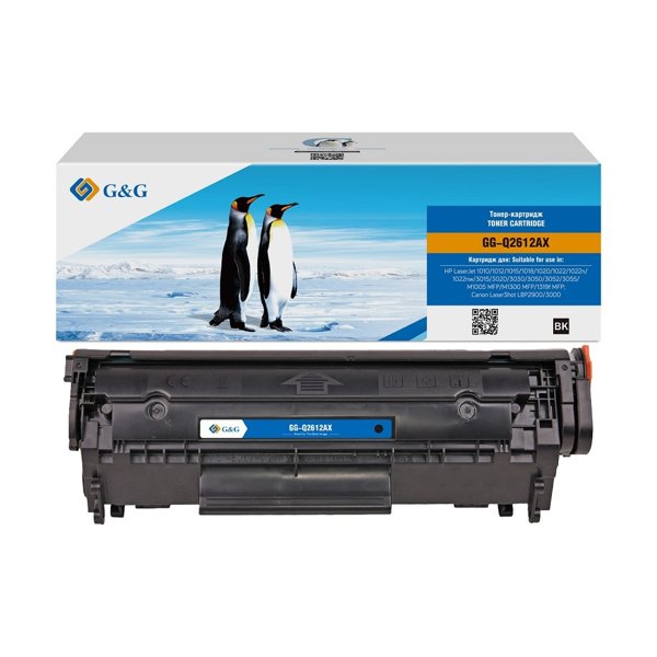 Картридж лазерный G&G GG-Q2612AX черный (2500стр.) для HP LJ 1010/1012/1015/1018/1020/1022/1022n/1022nw/3015/3020