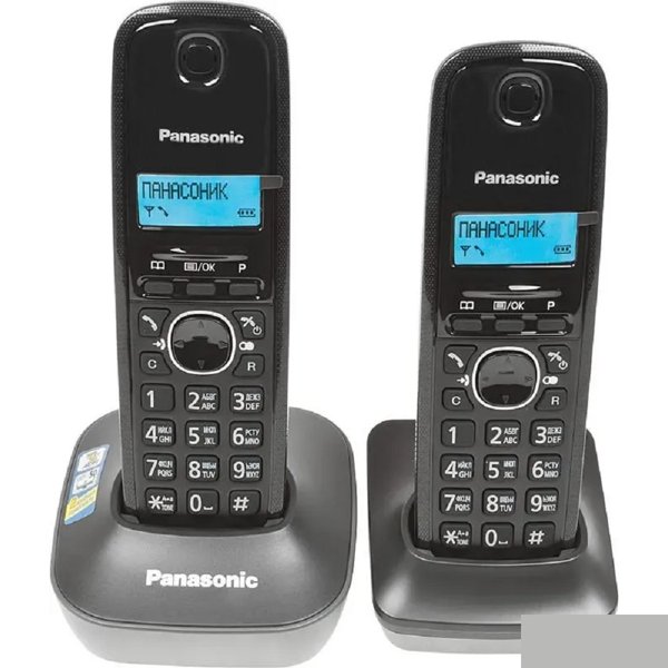 Panasonic KX-TG1612RUH (серый)  {Доп трубка в комплекте,АОН, Caller ID,12 мелодий звонка,поиск трубки}